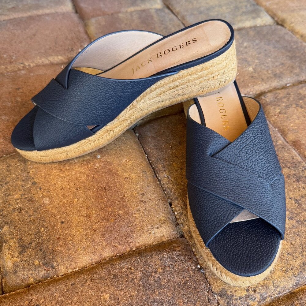 NWOT Jack Rogers Slotted Sloane Pebbled Espadrille Mid Wedge‎ Size 7M